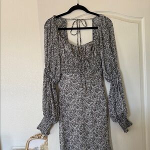 Free People Black and White Long Sleeve Dress